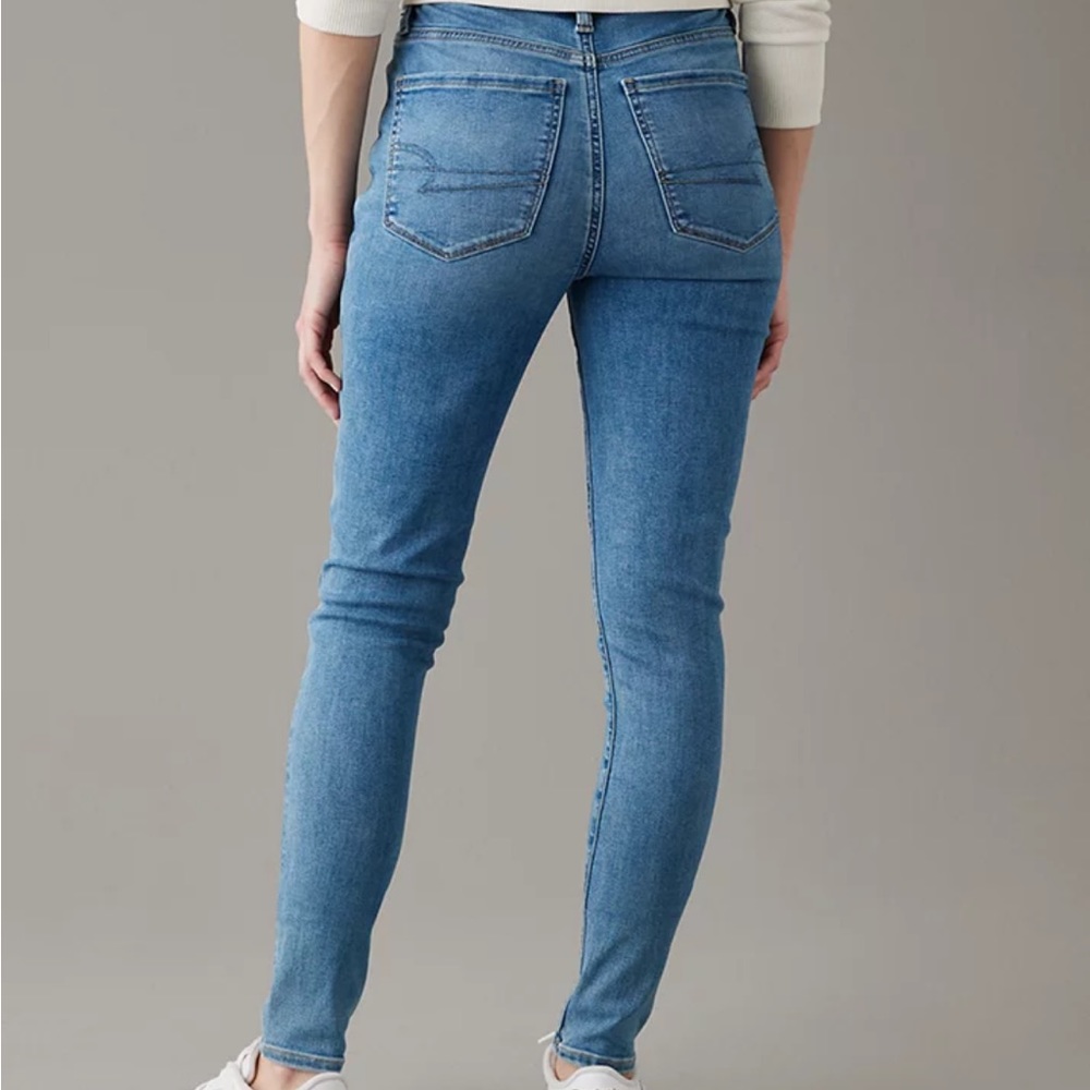 SOLD AE Next Level Super High-Waisted Dark Blue Jegging size 12 X-long - Picture 2 of 15